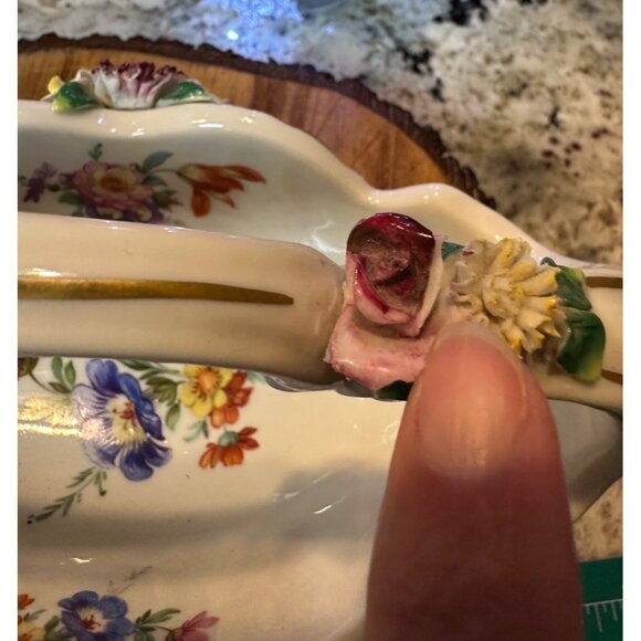 Vtg Leube & Co. Dresden Germany Floral Porcelain Basket Floral Handle Rare Read - Picture 14 of 16